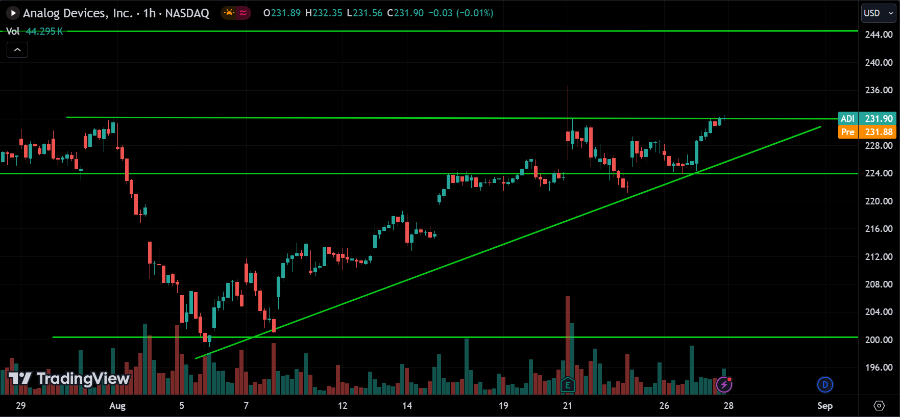 ADI Price Action Stock Market Forecast 2024.08.28
xlearnonline.com